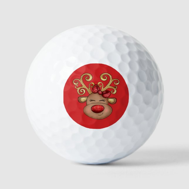 Rentier Gesicht niedlichen Weihnachten Golfball (Vorderseite)