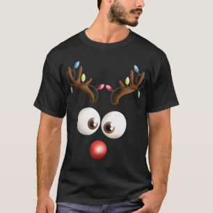 Rentier Gesichtskostüm Funny Xmas Weihnachtsfeier T-Shirt