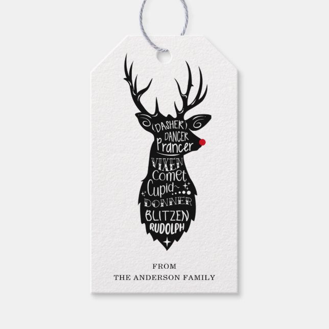 Rentier Gift Tags Geschenkanhänger (Vorderseite)