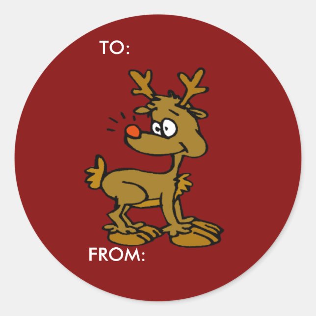 Rentier Gift Tags Runder Aufkleber (Vorderseite)