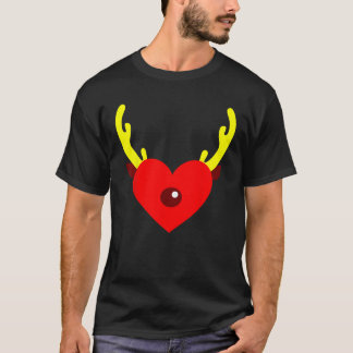 Rentier-Herz-Geweih Herz Lustige Weihnachtsfeier T-Shirt