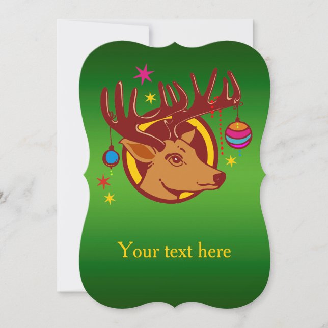 Rentier / Hirsch / Weihnachten + Ihr Text & Backgr (Vorderseite)