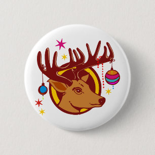 Rentier / Hirsch / Weihnachten + Ihr Text & Backgr Button