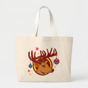 Rentier / Hirsch / Weihnachten Jumbo Stoffbeutel