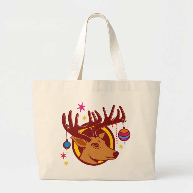 Rentier / Hirsch / Weihnachten Jumbo Stoffbeutel (Vorne)