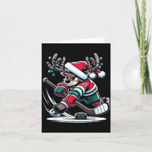 Rentier-Hockeyspieler Slapshot Hirsch in Festtags- Karte