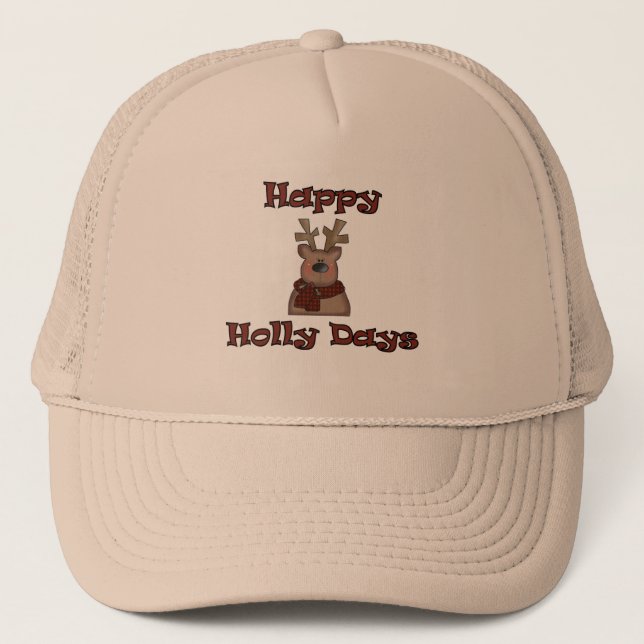 Rentier Holly Days Tshirts und Geschenke Truckerkappe (Vorderseite)