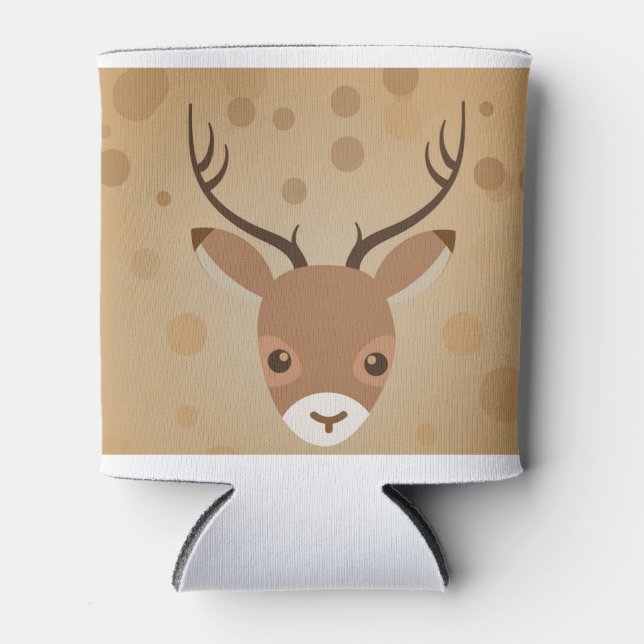 Rentier-Illustration auf braunem Hintergrund Dosenkühler (Vorderseite)