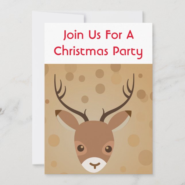 Rentier-Illustration auf braunem Hintergrund Einladung (Vorderseite)