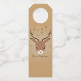 Rentier-Illustration auf braunem Hintergrund Flaschenanhänger