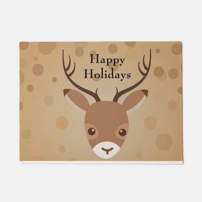 Rentier-Illustration auf braunem Hintergrund Fußmatte (Vorderseite)