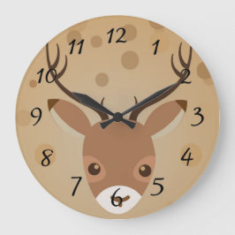 Rentier-Illustration auf braunem Hintergrund Große Wanduhr