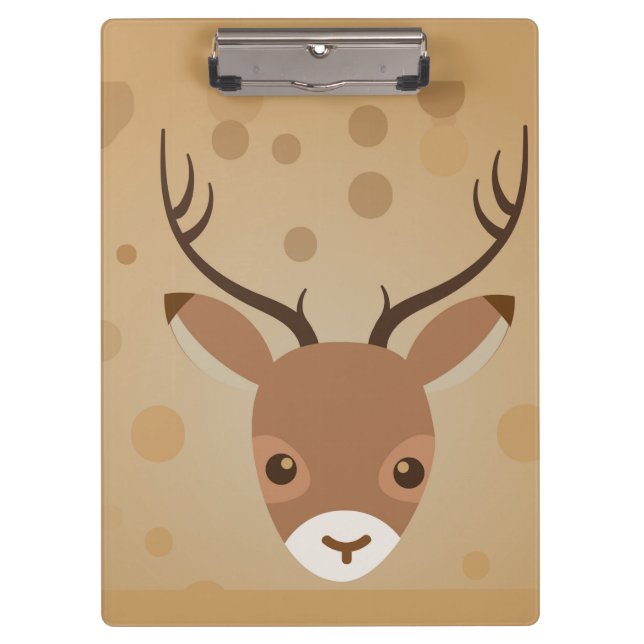 Rentier-Illustration auf braunem Hintergrund Klemmbrett (Vorderseite)