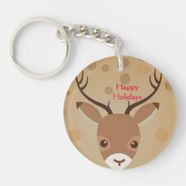 Rentier-Illustration auf braunem Hintergrund Schlüsselanhänger