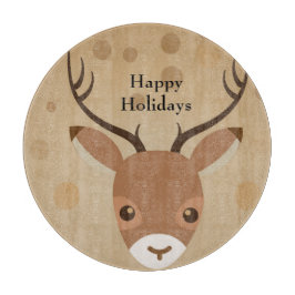 Rentier-Illustration auf braunem Hintergrund Schneidebrett