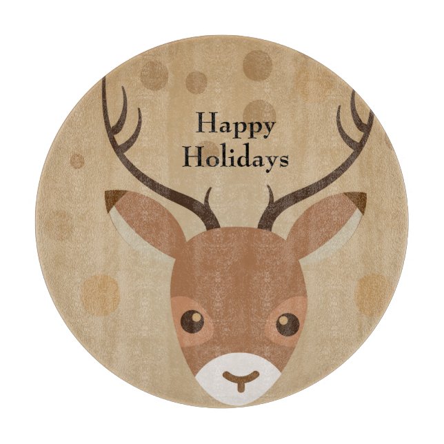 Rentier-Illustration auf braunem Hintergrund Schneidebrett (Vorderseite)