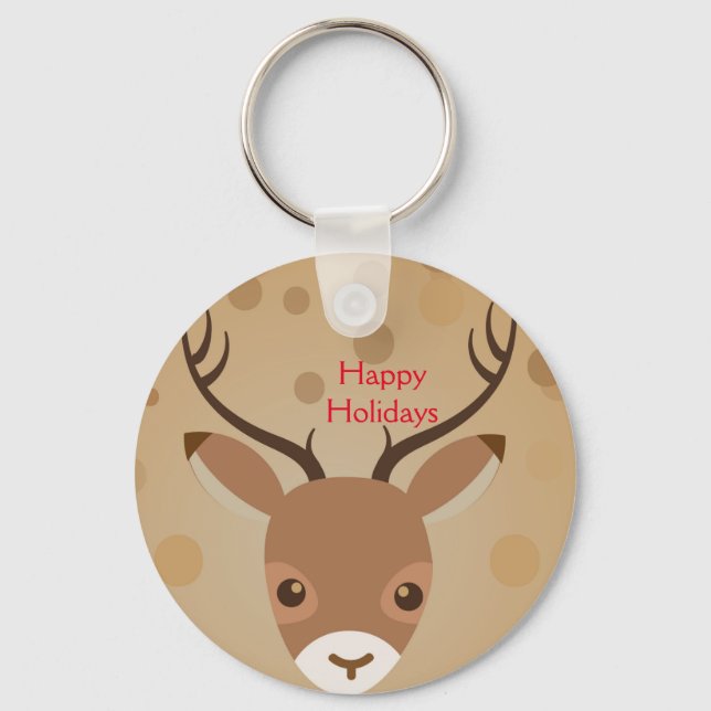 Rentier Illustration auf einem braunen Hintergrund Schlüsselanhänger (Vorderseite)