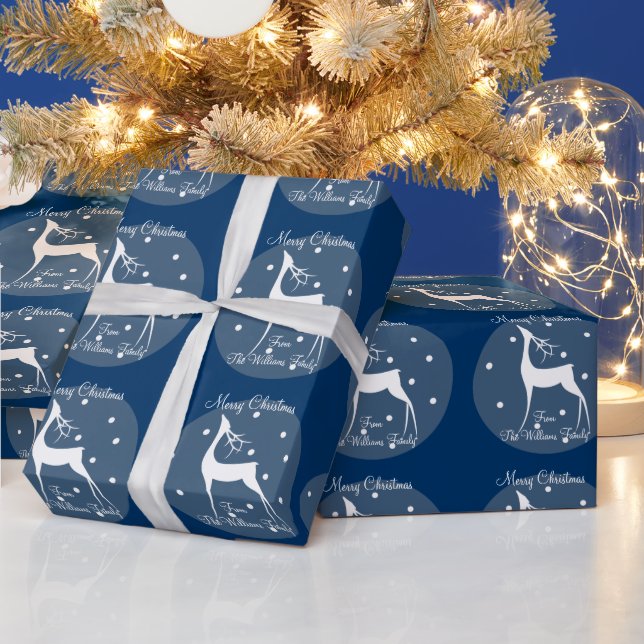 Rentier im Schnee-Individuelle Name Geschenkpapier (Feiertage)