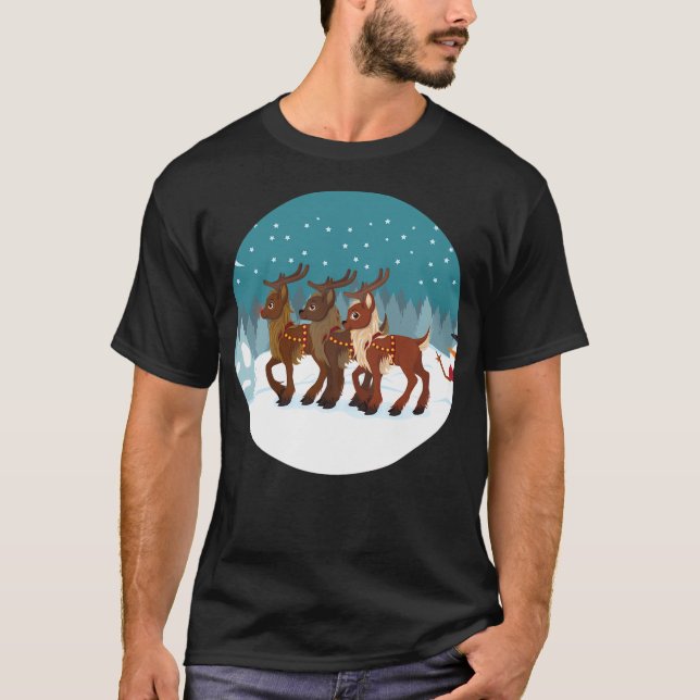 Rentier im Schnee T-Shirt (Vorderseite)