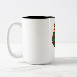 Rentier im Weihnachtskranz Zweifarbige Tasse