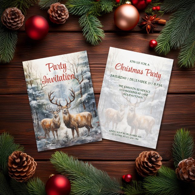 Rentier im Winter Wonderland Weihnachts-Party Einladung (Von Creator hochgeladen)