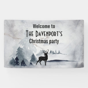 Rentier in der Wildgrau-Wasserfarbe Weihnachten Banner