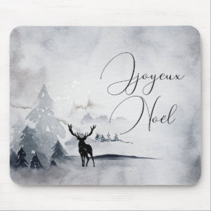 Rentier in der Wildgrau-Wasserfarbe Weihnachten Mousepad