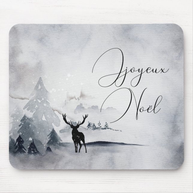 Rentier in der Wildgrau-Wasserfarbe Weihnachten Mousepad (Vorne)