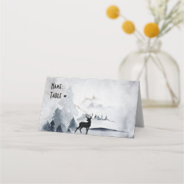 Rentier in der Wildgrau-Wasserfarbe Weihnachten Platzkarte