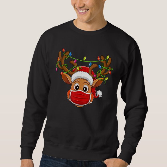 Rentier in Maske frohe Weihnachtsmatching-Familie  Sweatshirt (Vorderseite)