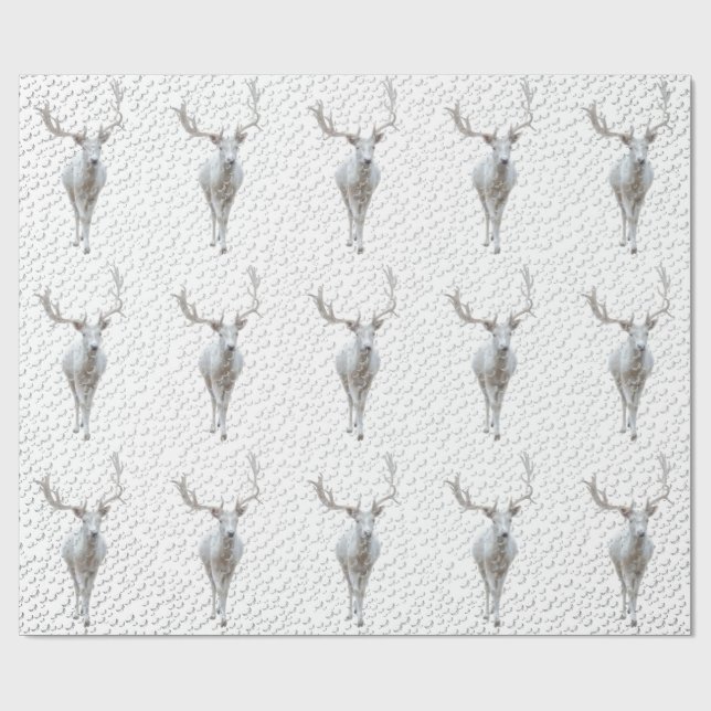 Rentier in Snowstorm Wrapping Paper Geschenkpapier (Flach)