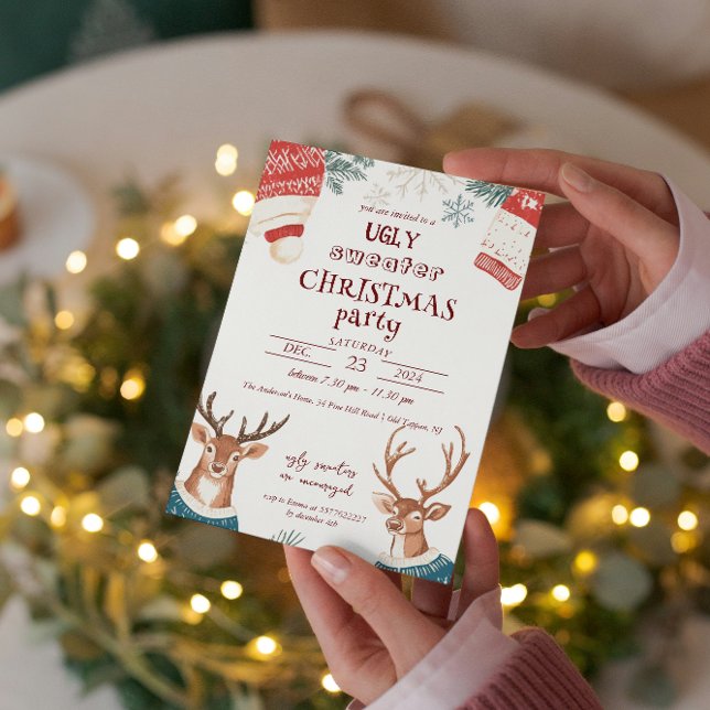 Rentier in Sweater Ugly Sweater Weihnachtsgebäck P Einladung (Von Creator hochgeladen)