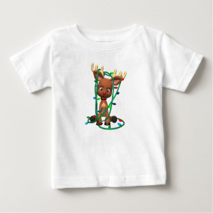Rentier in Weihnachtsbeleuchtung geknackt Baby T-shirt