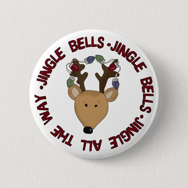 Rentier Jingle Bells Tshirts und Geschenke Button (Vorderseite)