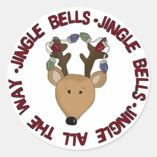 Rentier Jingle Bells Tshirts und Geschenke Runder Aufkleber