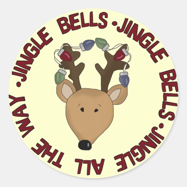 Rentier Jingle Bells Tshirts und Geschenke Runder Aufkleber (Vorderseite)