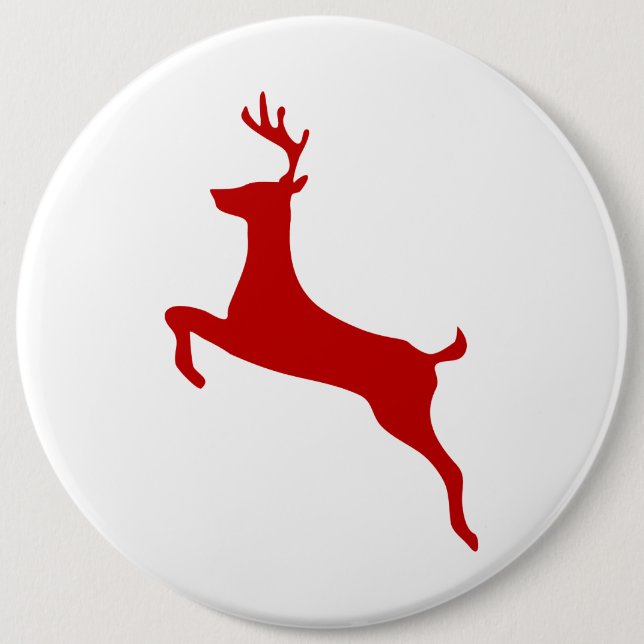 Rentier Jump Weihnachts Rote Silhouette Golf Balls Button (Vorderseite)