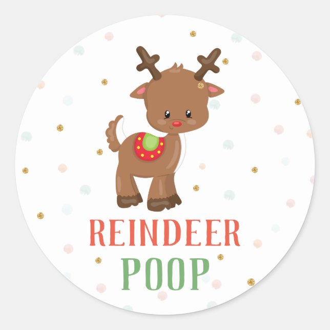 Rentier Kacke Weihnachtsliebhaber Round Stickers (Vorderseite)
