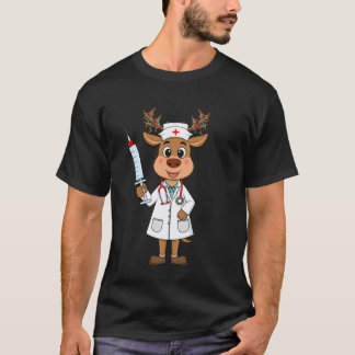 Rentier Krankenpfleger Weihnachten Pflegepersonal  T-Shirt