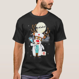 Rentier-Krankenschwester Stethoskop Schutzkleidung T-Shirt
