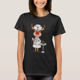 Rentier-Krankenschwester-Weihnachten-Scrub-Tops-Xm T-Shirt