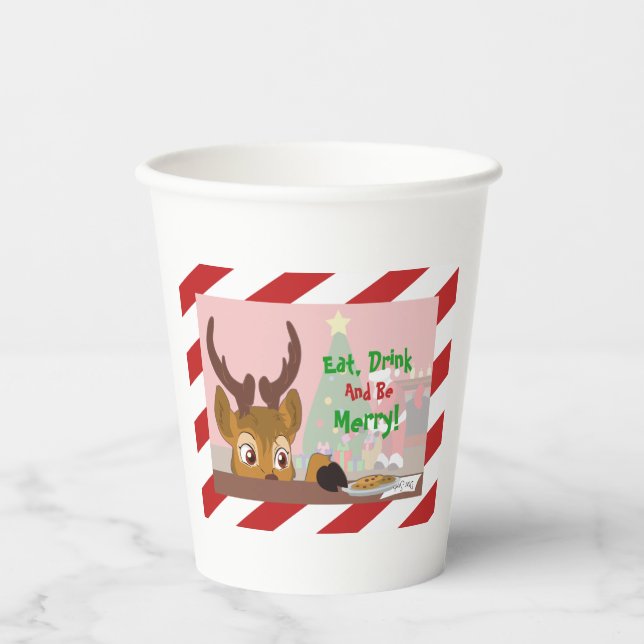 Rentier Liebe Cookies Papier Cup Pappbecher (Vorderseite)