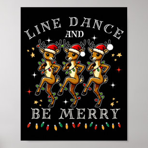 Rentier-Linientanz und Frohe Weihnachten Festlich Poster