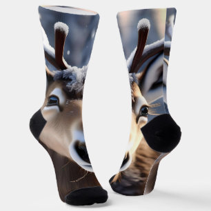 Rentier Magic: Nahes Up von Santas Loyal Companion Socken