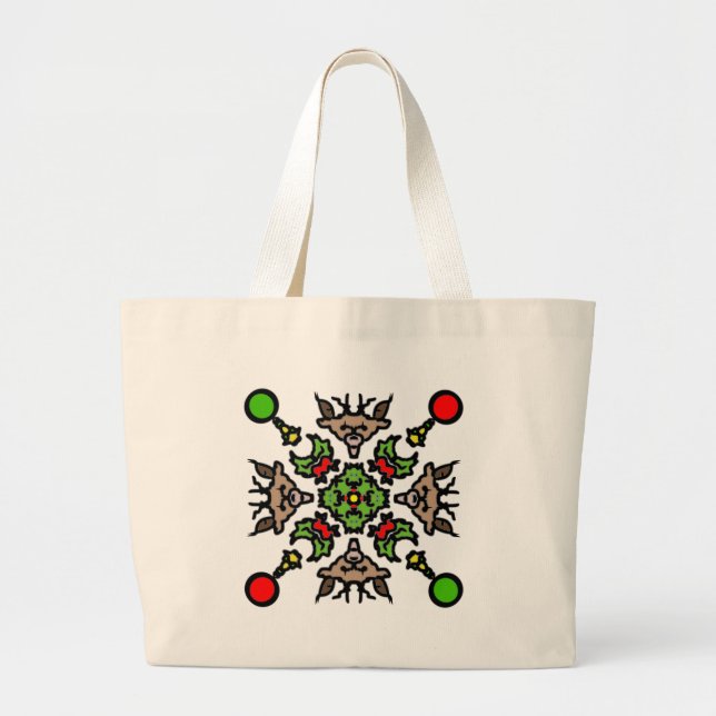 Rentier-Mandala-Design Jumbo Stoffbeutel (Vorne)
