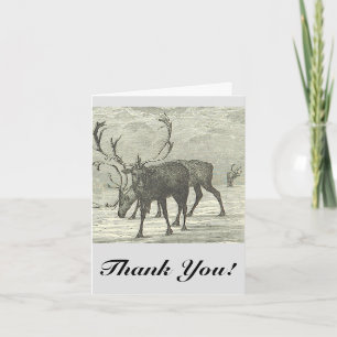 Rentier mit Antlers, "Danke!", Vintag aussehen Karte