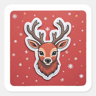 Rentier mit Antlers Quadratischer Aufkleber