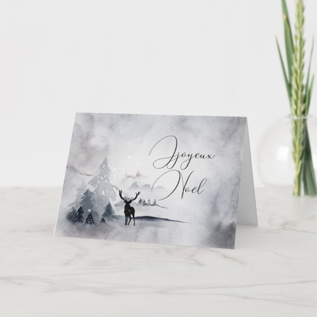 Rentier mit Big Antlers Weihnachten im Wasser Karte (Vorderseite)