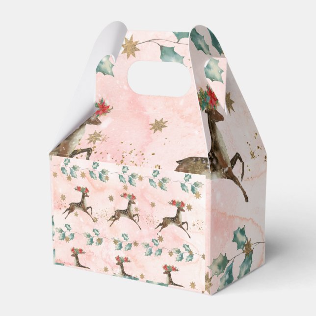 Rentier mit Blume im Antlermuster Geschenkschachtel (Vorderseite)