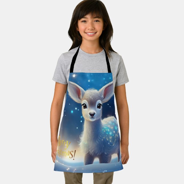 Rentier mit fröhlichem Weihnachtsgrüßen Schürze (Insitu)